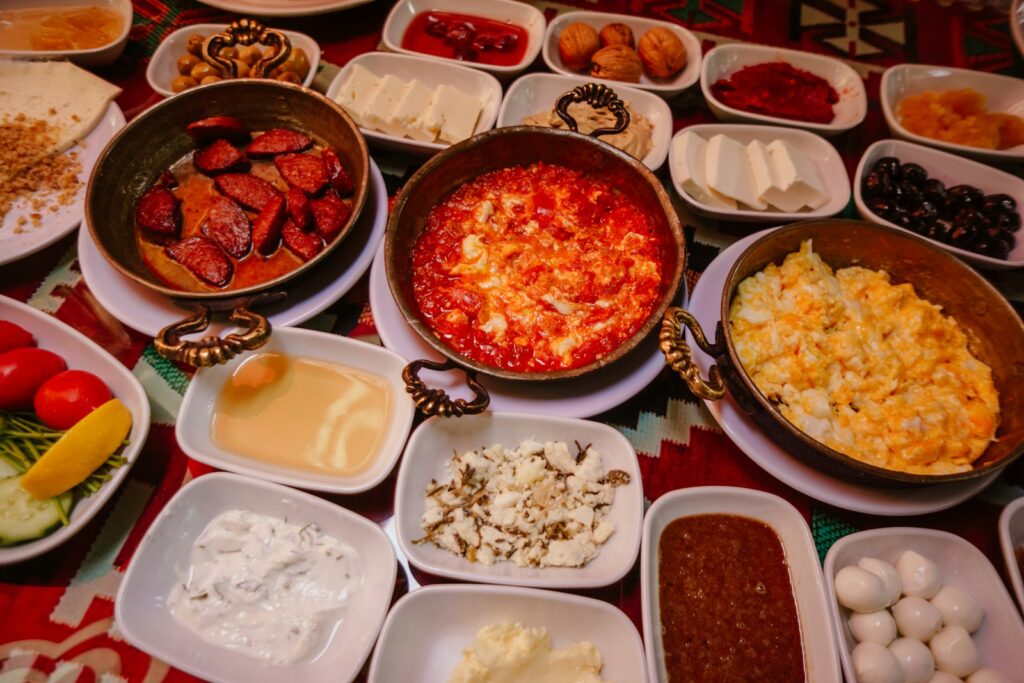 a bowl filled with different types of food on a table