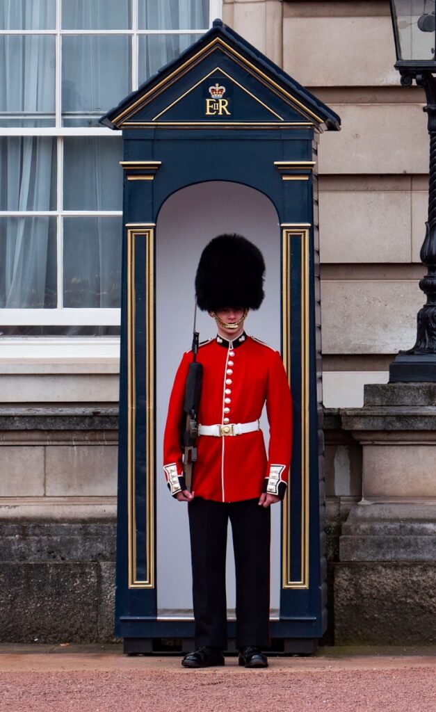 Royal Guard standing near post